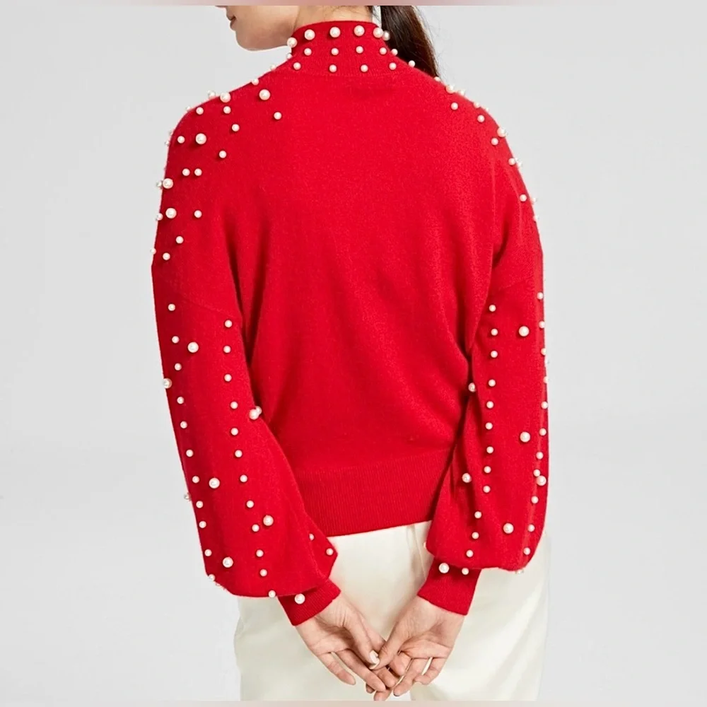 Charter Club 100% Cashmere Turtleneck Sweater with Pearl Accents - Picture 6 of 8